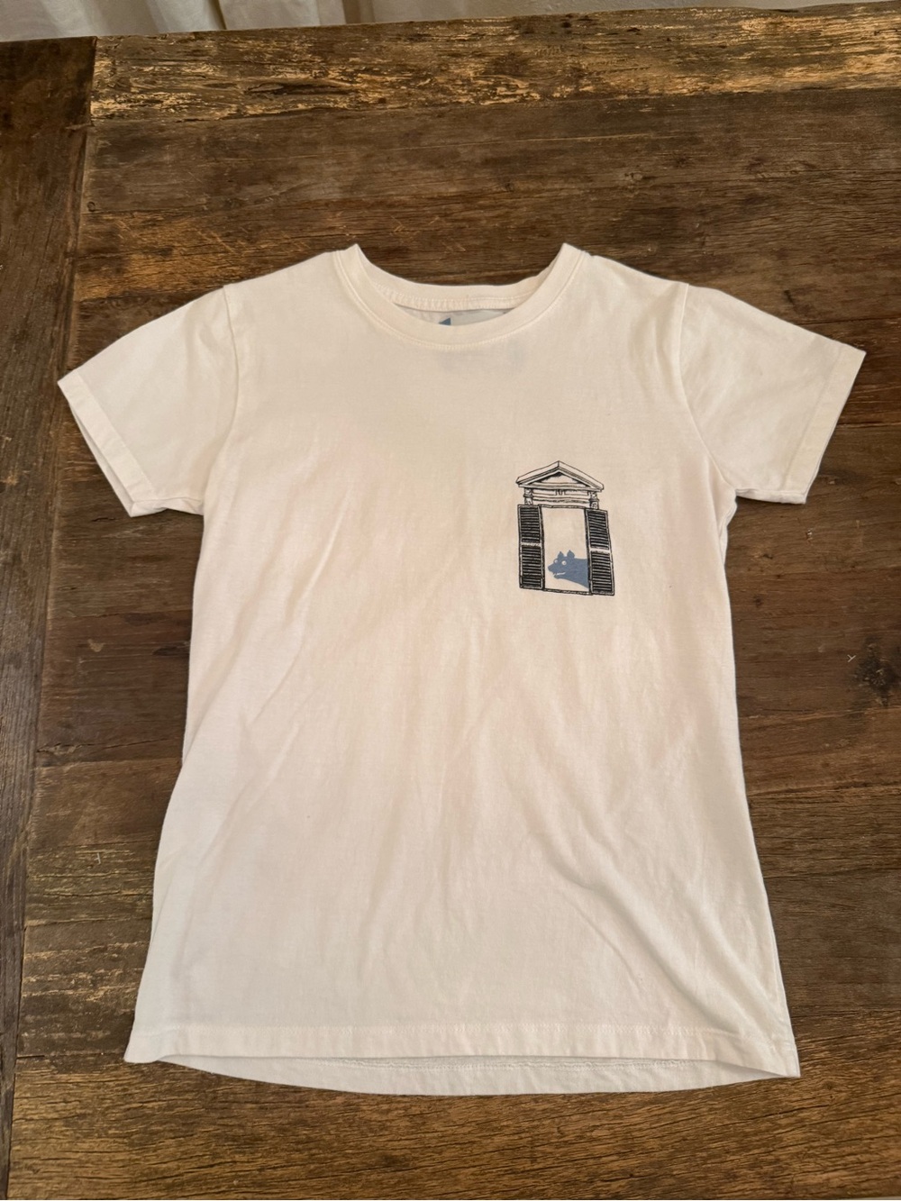 Kids Short Sleeve Tee with Window Graphic - White